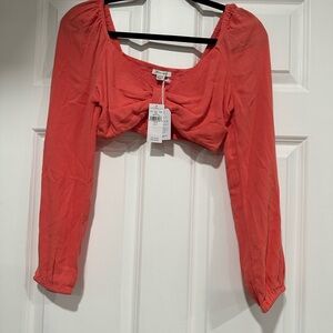 American Eagle Women's Coral Long Sleeve Top